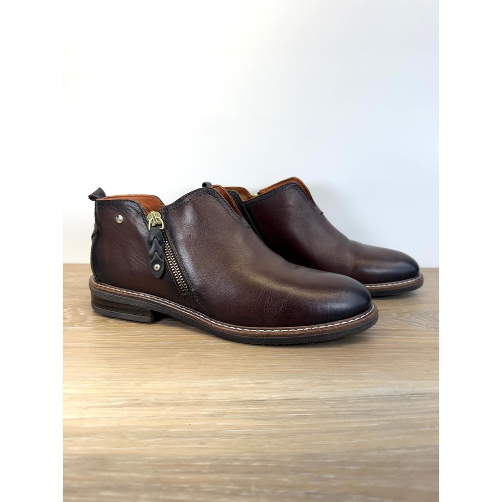 Pikolinos‎ Aldaya Brown Leather V-Cut Ankle Boots Boho Minimalist Women 39